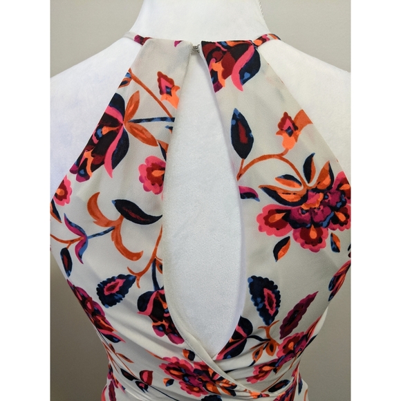 EXPRESS Halter White & Red Floral Dress Size 0 - Picture 4 of 5